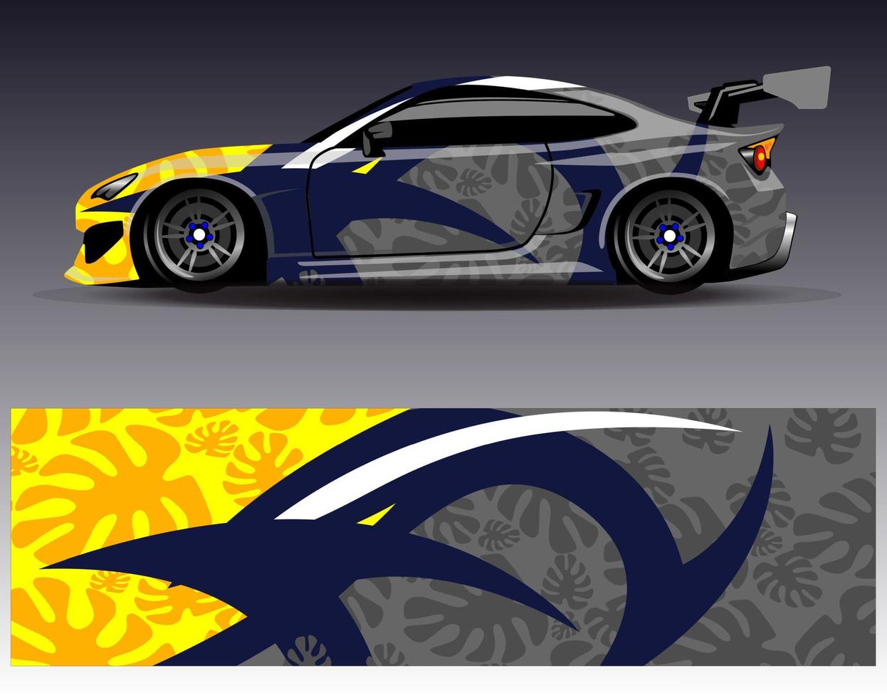 Auto-Wrap-Design-Vektor. grafische abstrakte Streifen-Rennhintergrund-Kit-Designs für Wrap-Fahrzeug-Rennwagen-Rallye-Abenteuer und Lackierungen vektor