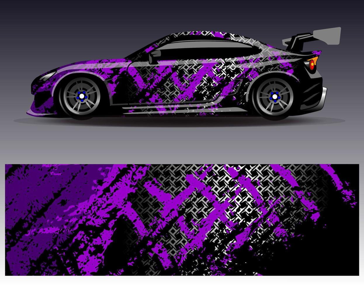 bil wrap design vektor. grafisk abstrakt stripe racing bakgrund kit designs för wrap fordon racer bil rally äventyr och livery vektor