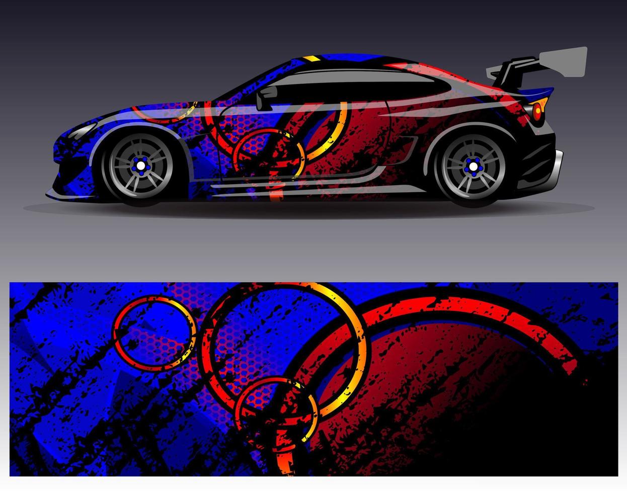 Auto-Wrap-Design-Vektor. grafische abstrakte Streifen-Rennhintergrund-Kit-Designs für Wrap-Fahrzeug-Rennwagen-Rallye-Abenteuer und Lackierungen vektor