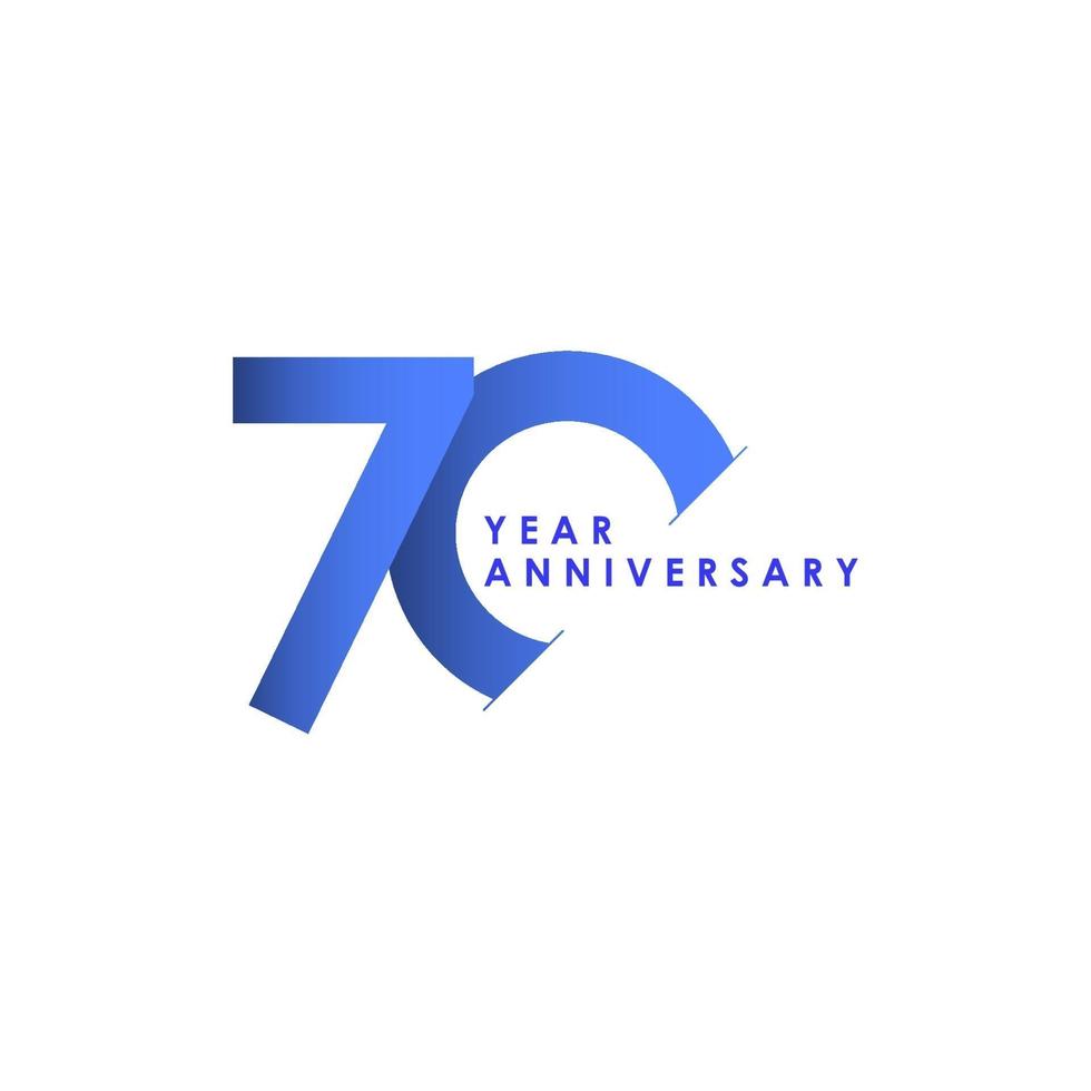 70 Jahre Jubiläumsfeier blaue Farbverlaufsvektorschablonen-Entwurfsillustration vektor