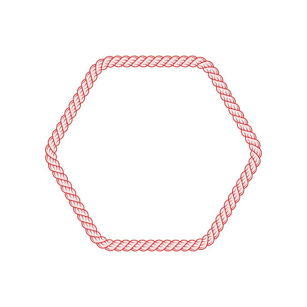 realistisk röd sexhörning rep ram vektor. lasso sladd hexagonal gräns. vektor