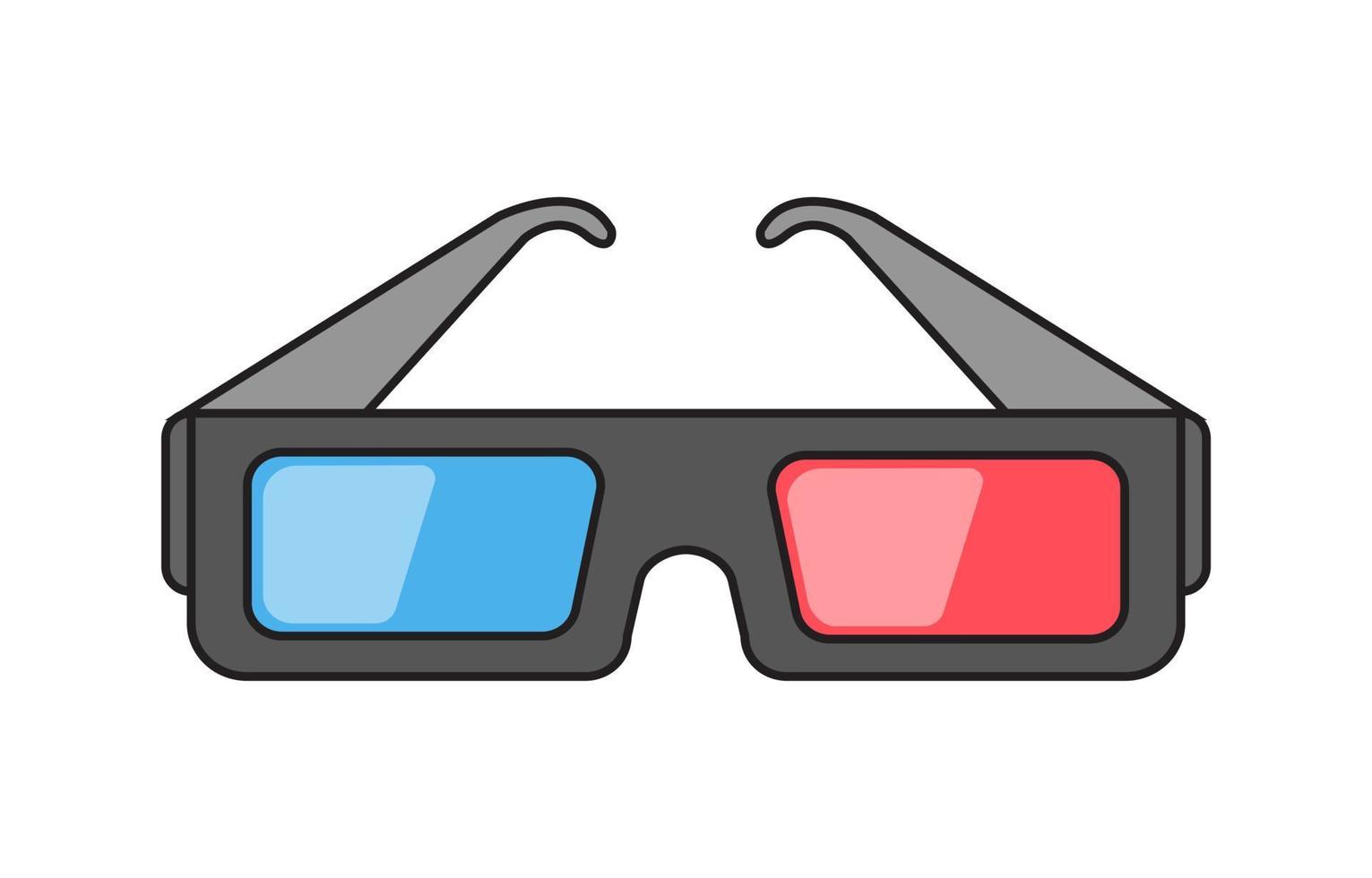 tecknad serie 3d glasögon bio filma vektor illustration