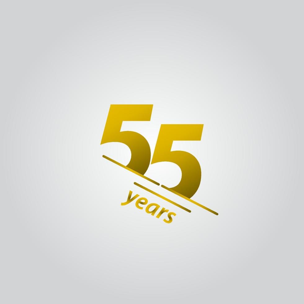 55 års årsdag firande guld linje vektor mall design illustration