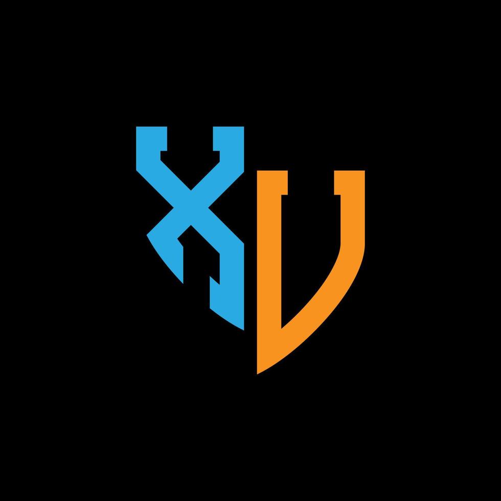 xu abstrakt monogram logotyp design på svart bakgrund. xu kreativ initialer brev logotyp begrepp. vektor