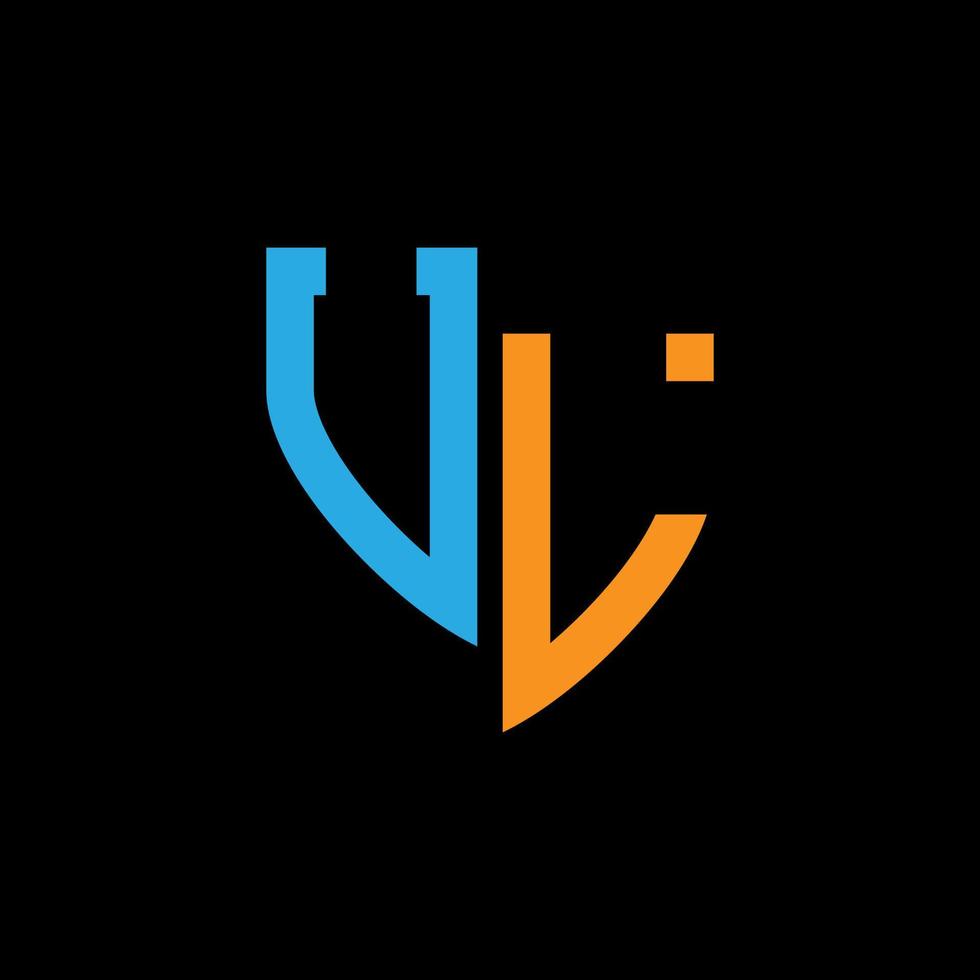 ul abstrakt monogram logotyp design på svart bakgrund. ul kreativ initialer brev logotyp begrepp. vektor