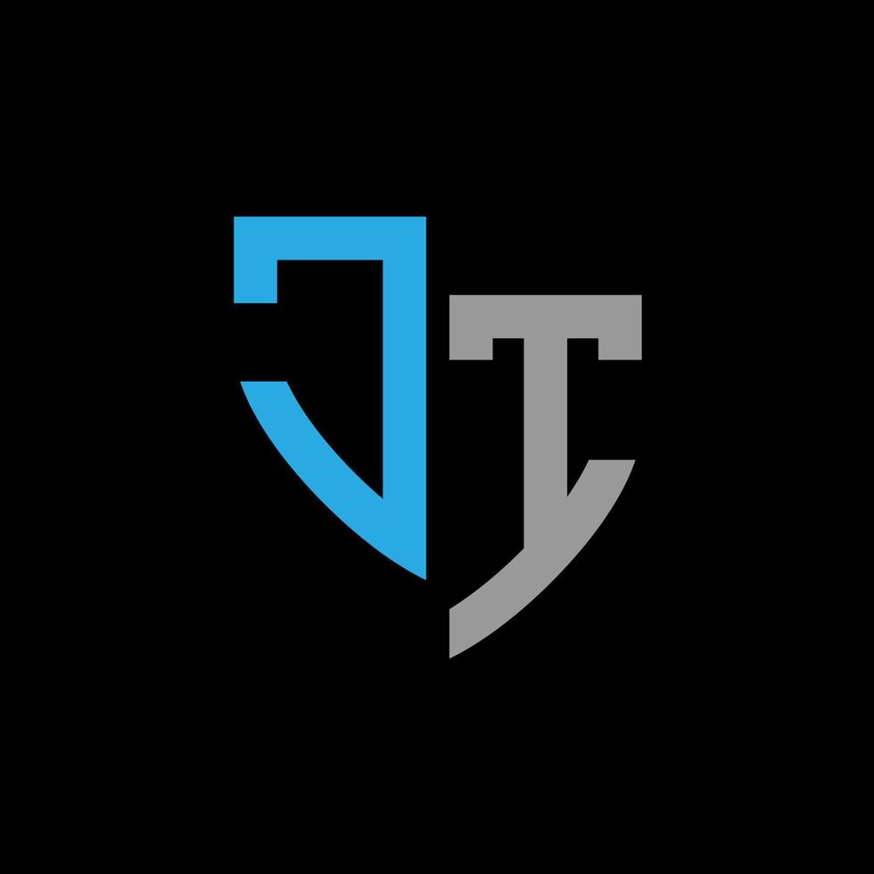 jt abstrakt Monogramm Logo Design auf schwarz Hintergrund. jt kreativ Initialen Brief Logo Konzept. vektor