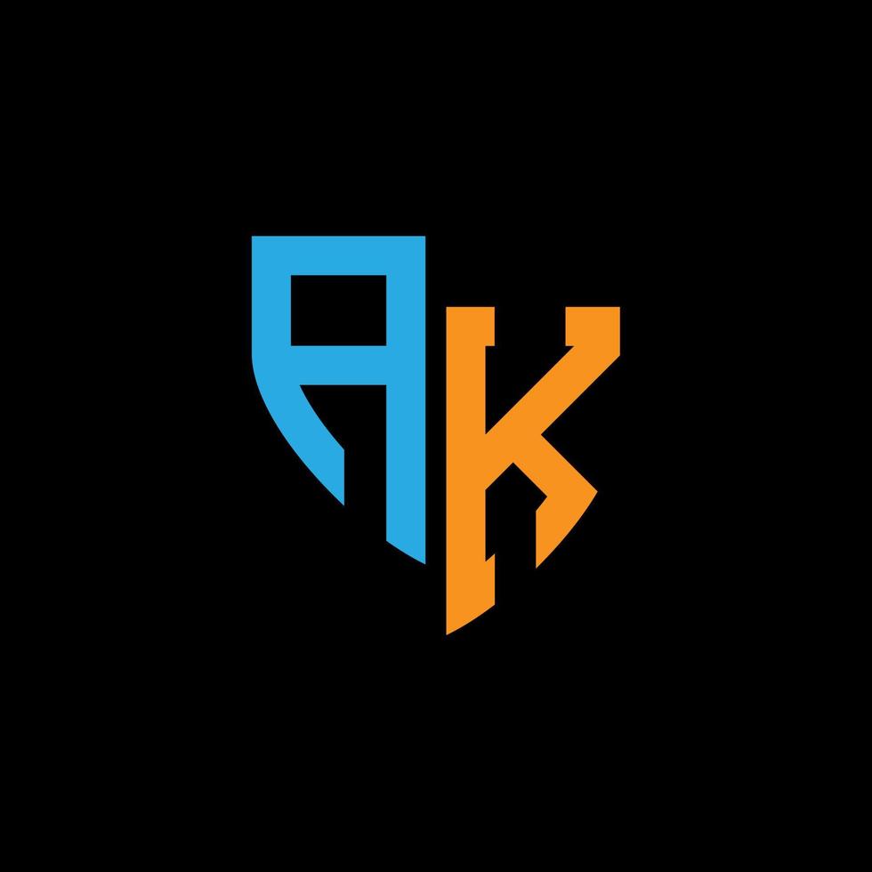 ak abstrakt Monogramm Logo Design auf schwarz Hintergrund. ak kreativ Initialen Brief Logo Konzept. vektor