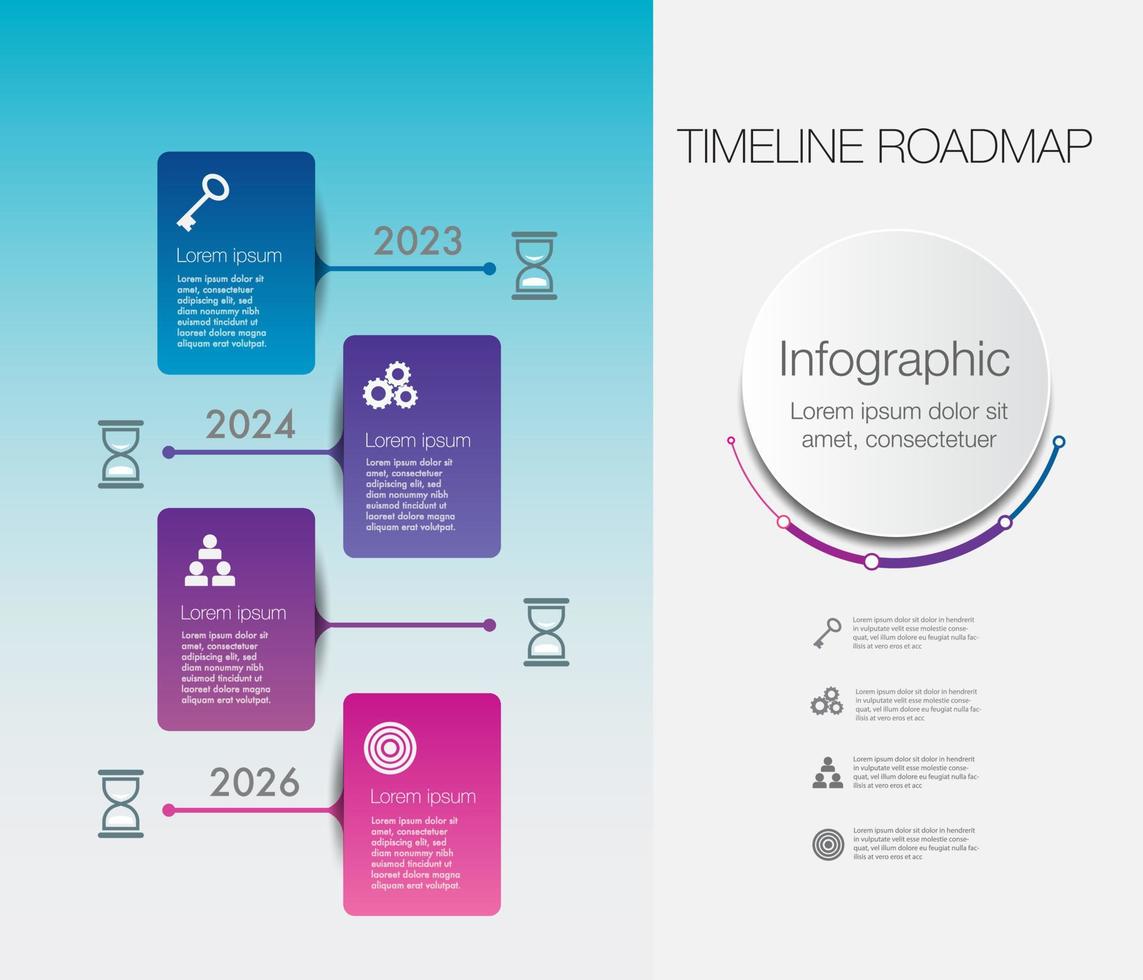 Infografik Vorlage zum Geschäft 4 Schritte Prozesse modern Zeitleiste Diagramm mit Tisch, und Präsentation Geschäft können Sein benutzt zum Geschäft Konzept vektor