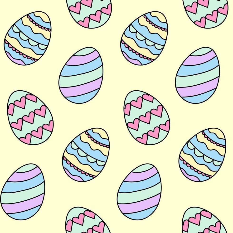 nahtlos Muster Ostern Eier im Pastell- Farben. süß gemalt Gekritzel Eier Hand gezeichnet. vektor