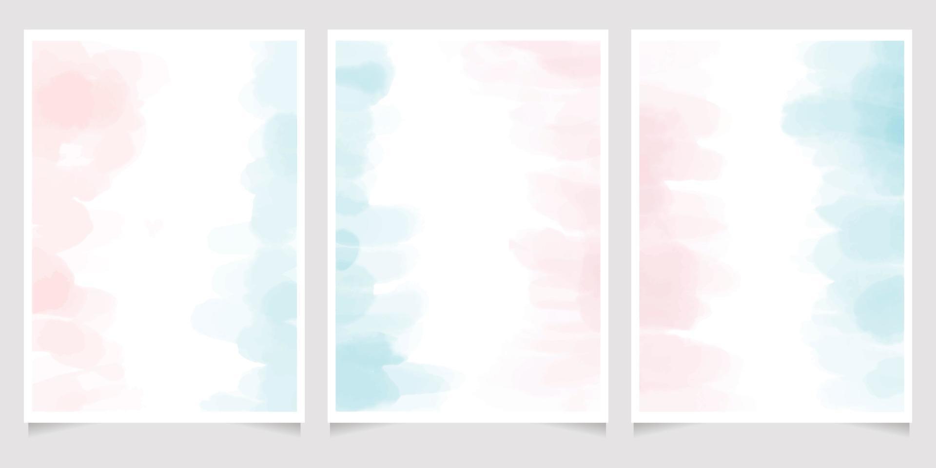 abstrakt lose Blau und Rosa Aquarell Hintergrund zum Hochzeit Einladung Karte Vorlage Layout 5x7 Vertikale vektor