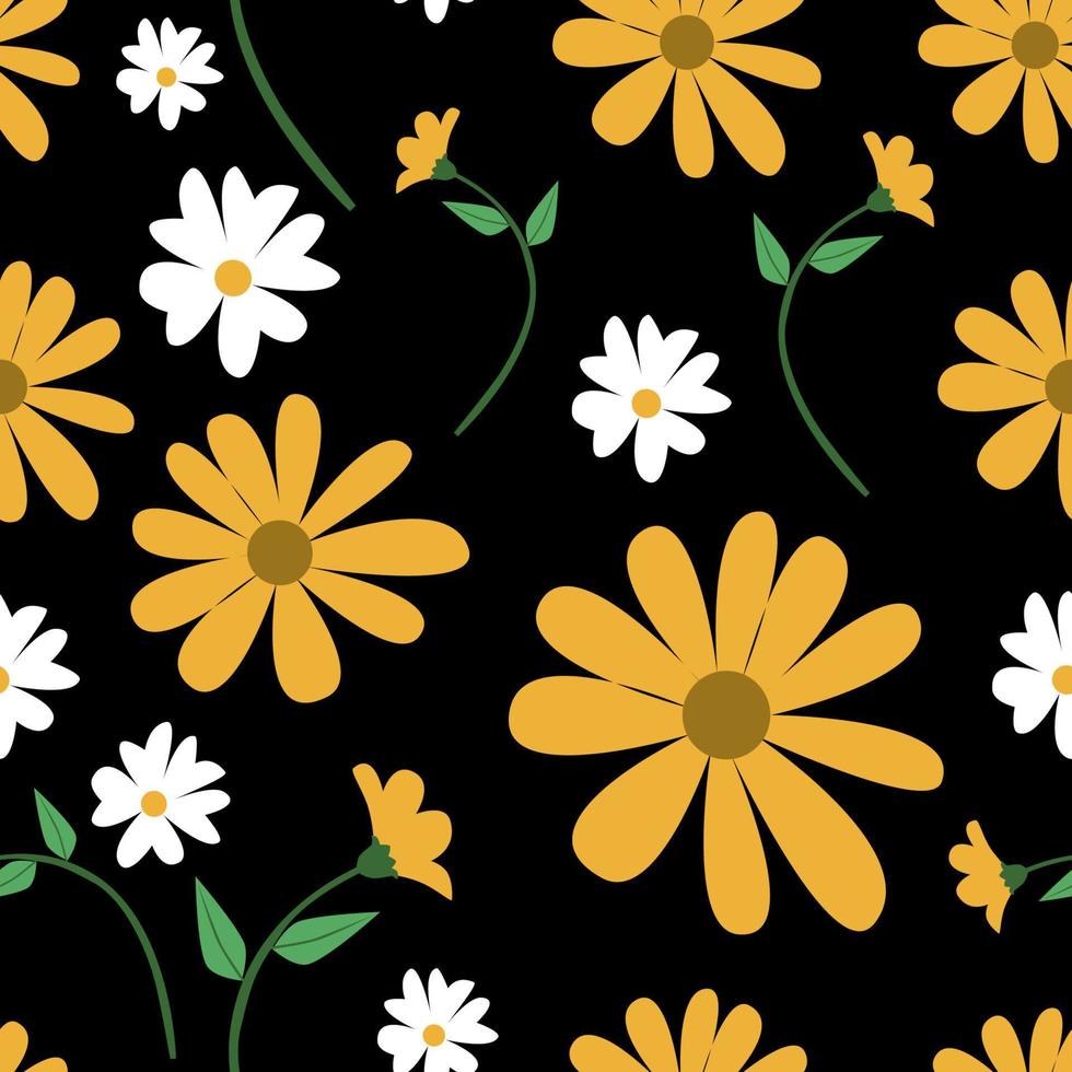 Blume Muster auf schwarz Hintergrund. florsl nahtlos Muster im Gekritzel Stil. vektor