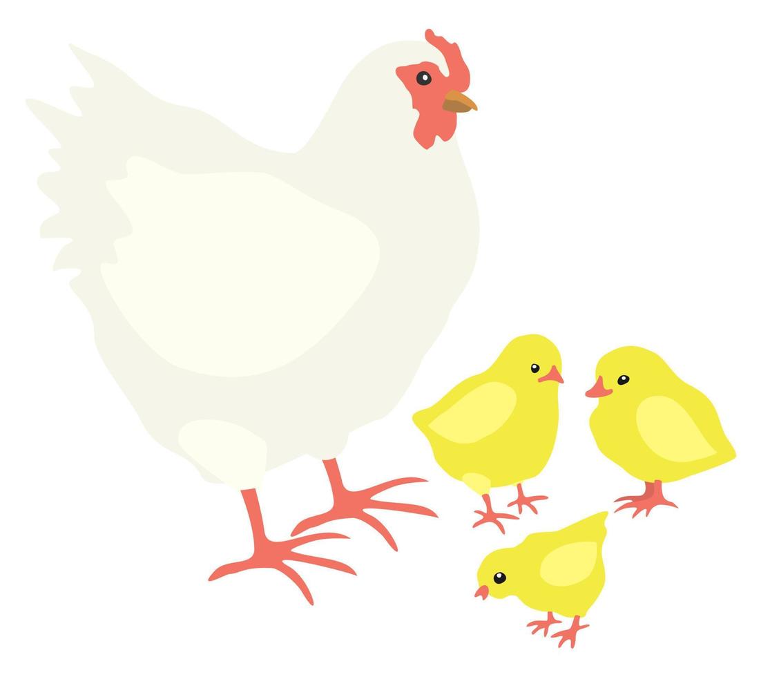 vektor isolerat illustration av höna och kycklingar.