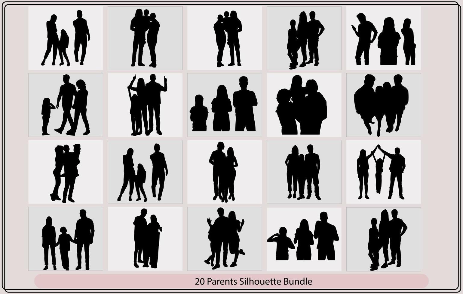 familj silhuetter, föräldrar illustratör set, vektor, isolerat silhuett familj, vektor