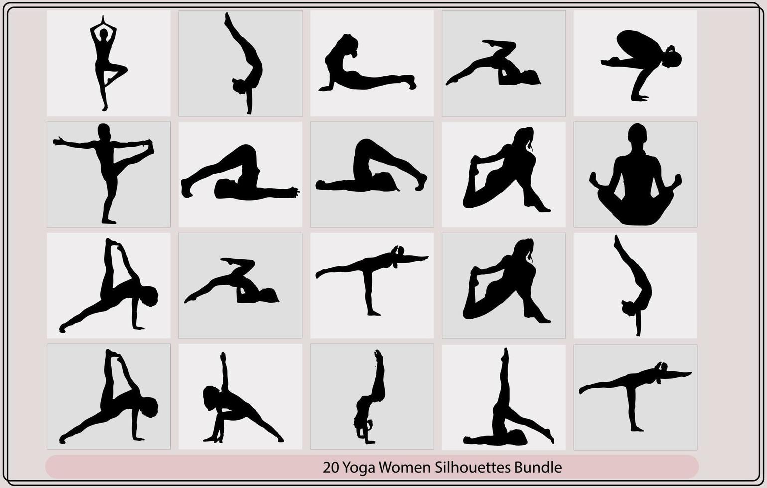 kvinna praktiserande yoga, former av kvinna håller på med yoga kondition träning, smal sportigt ung kvinna håller på med yoga kondition övningar, vektor
