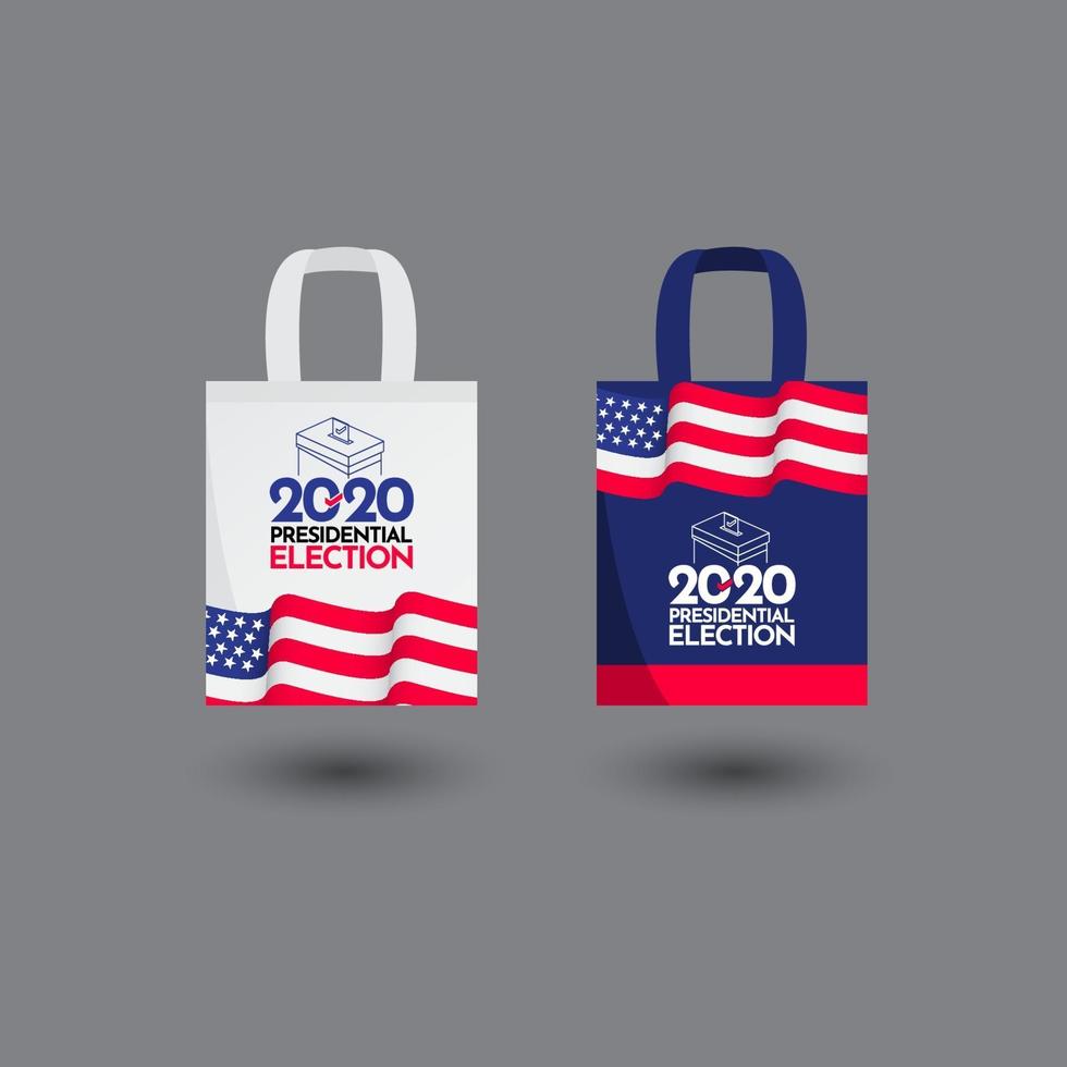 tote bag rösta presidentval 2020 USA vektor mall design illustration