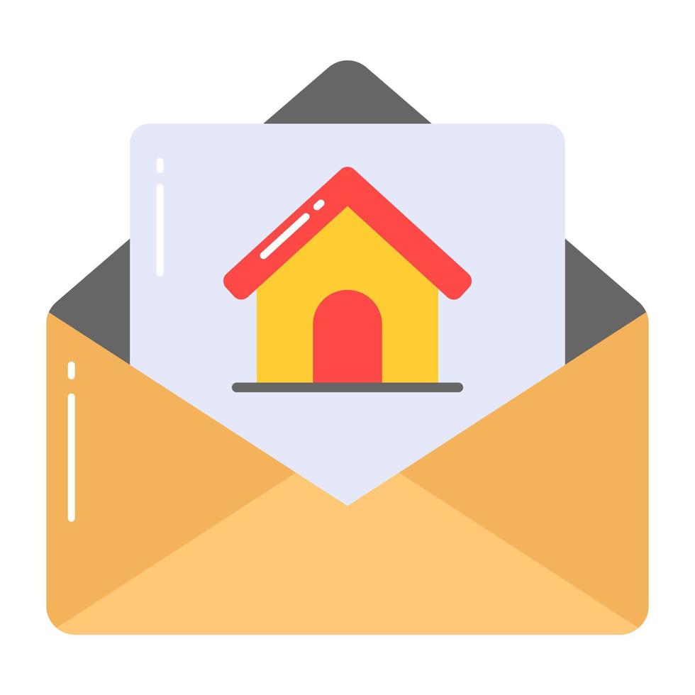 Haus Symbol auf Seite bezeichnet Vektor von Eigentum Mail im modisch Stil