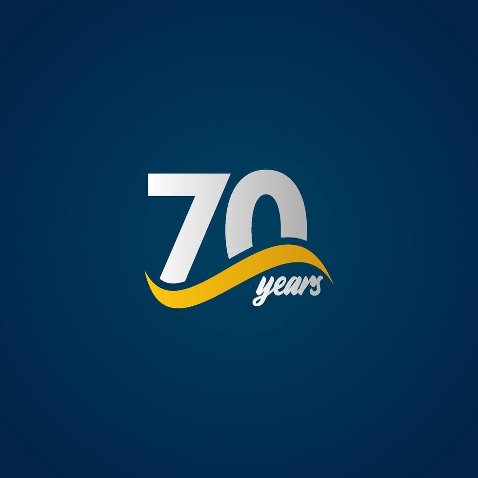 70-årsjubileumsillustration för vit mall för elegant vit gulblå logotyp vektor