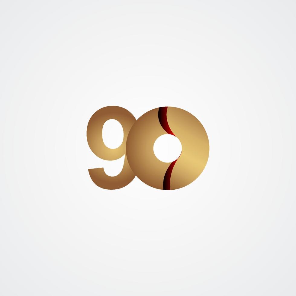 90-årsjubileumsillustration för guldmall för vektor