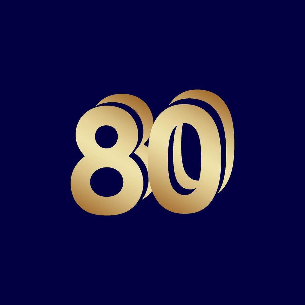 80 Jahre Jubiläumsfeier blau Gold Vektor Vorlage Design Illustration