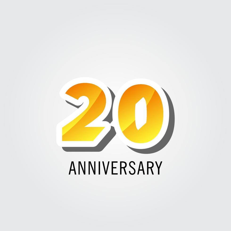 20 Jahre Jubiläumsfeier Logo Vektor Vorlage Design Illustration