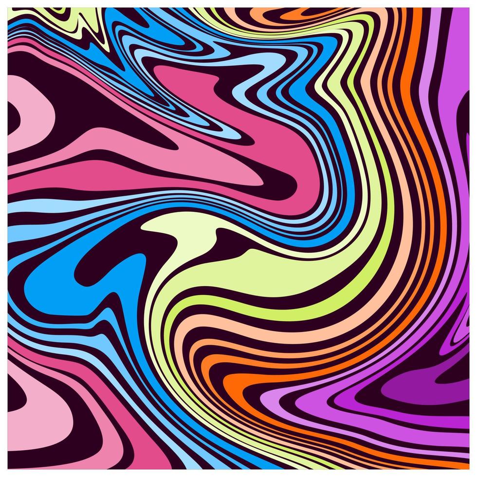 abstrakt psychedelisch Flüssigkeit Hintergrund im lebendig Farben. 1960er Jahre Stil Farbe Wellen Hintergründe. vektor