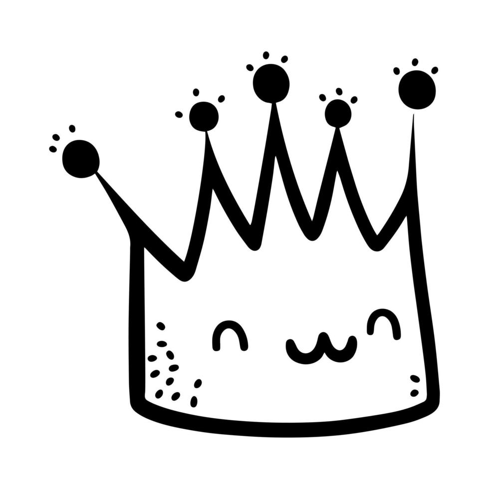 Hand gezeichnet königlich Krone isoliert auf Weiß Hintergrund. Vektor Illustration, Gekritzel Stil