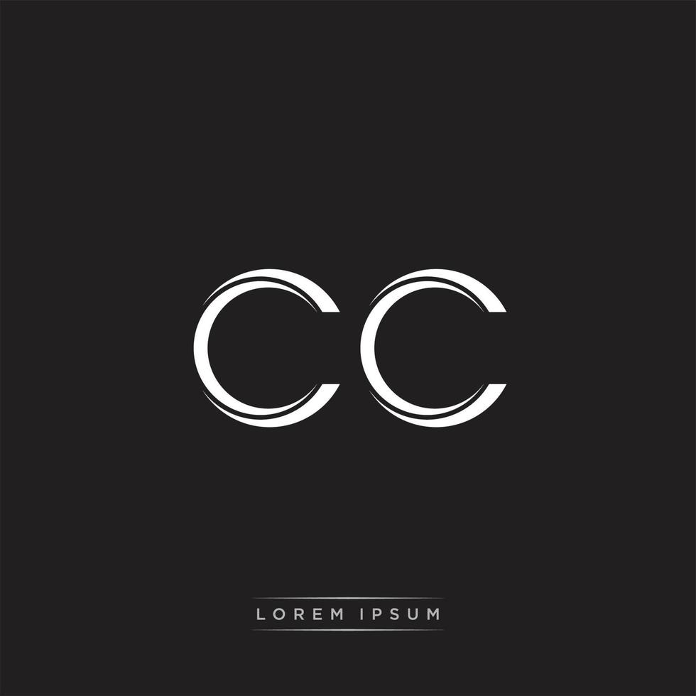 cc första brev dela små bokstäver logotyp modern monogram mall isolerat på svart vit vektor