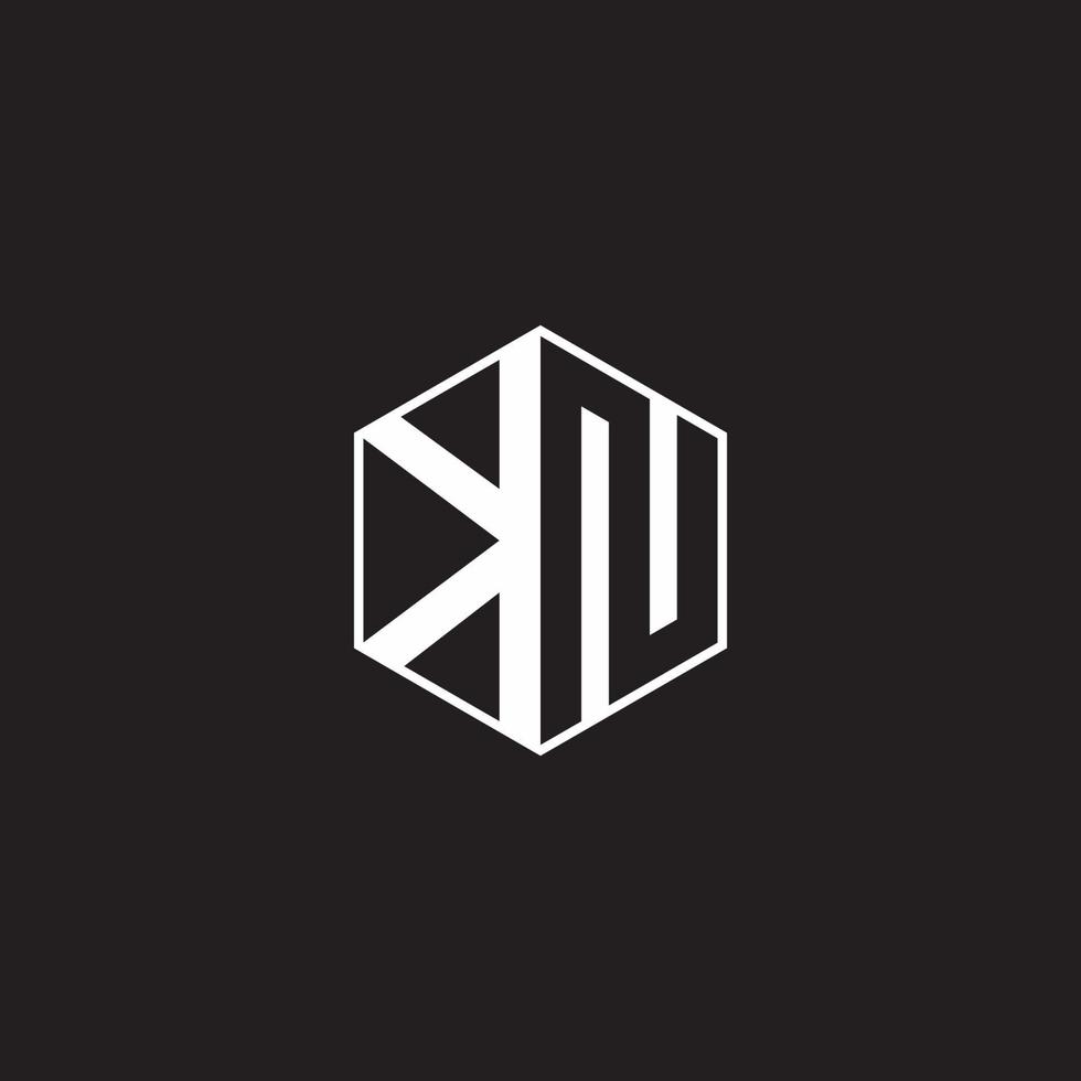 kn logotyp monogram sexhörning med svart bakgrund negativ Plats stil vektor