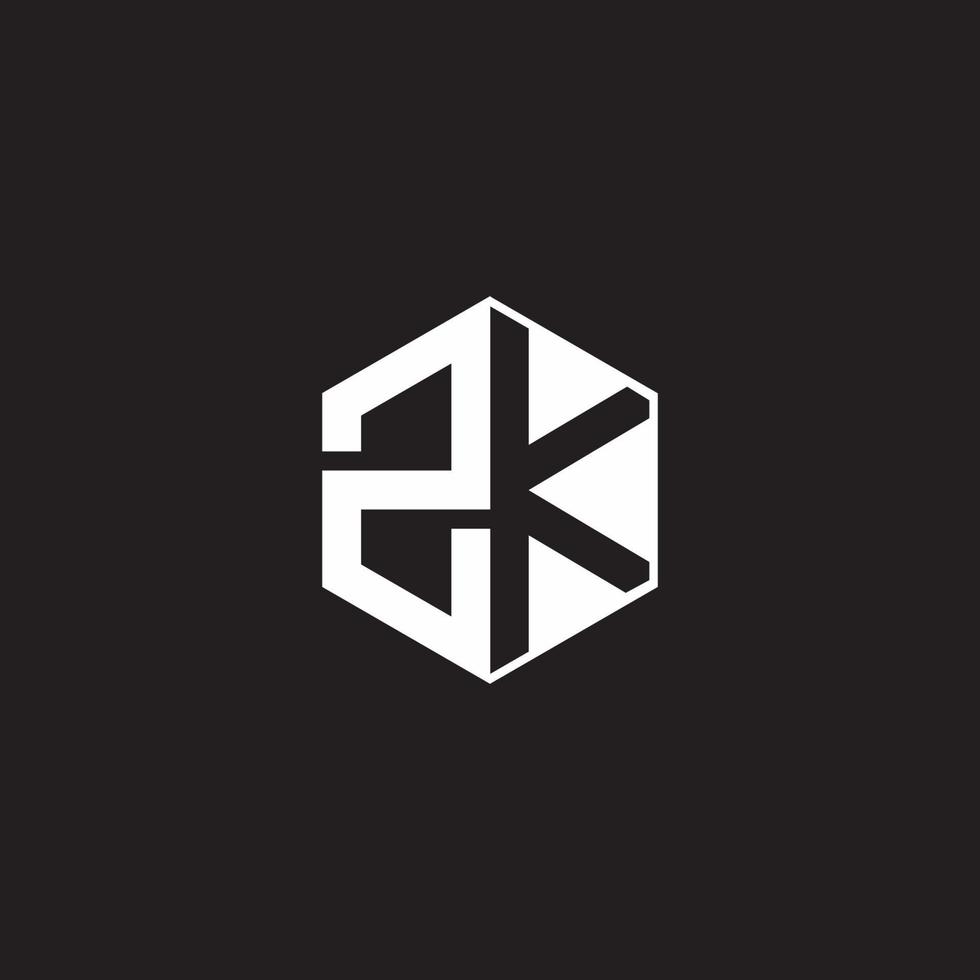 zk Logo Monogramm Hexagon mit schwarz Hintergrund Negativ Raum Stil vektor