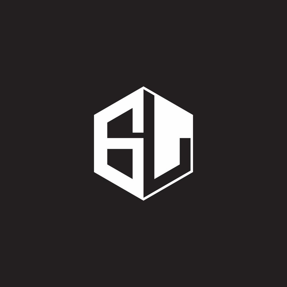 gl Logo Monogramm Hexagon mit schwarz Hintergrund Negativ Raum Stil vektor