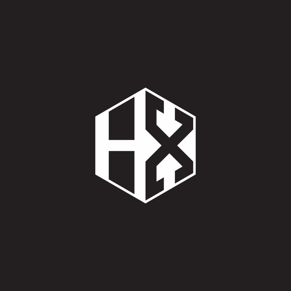 hx logotyp monogram sexhörning med svart bakgrund negativ Plats stil vektor