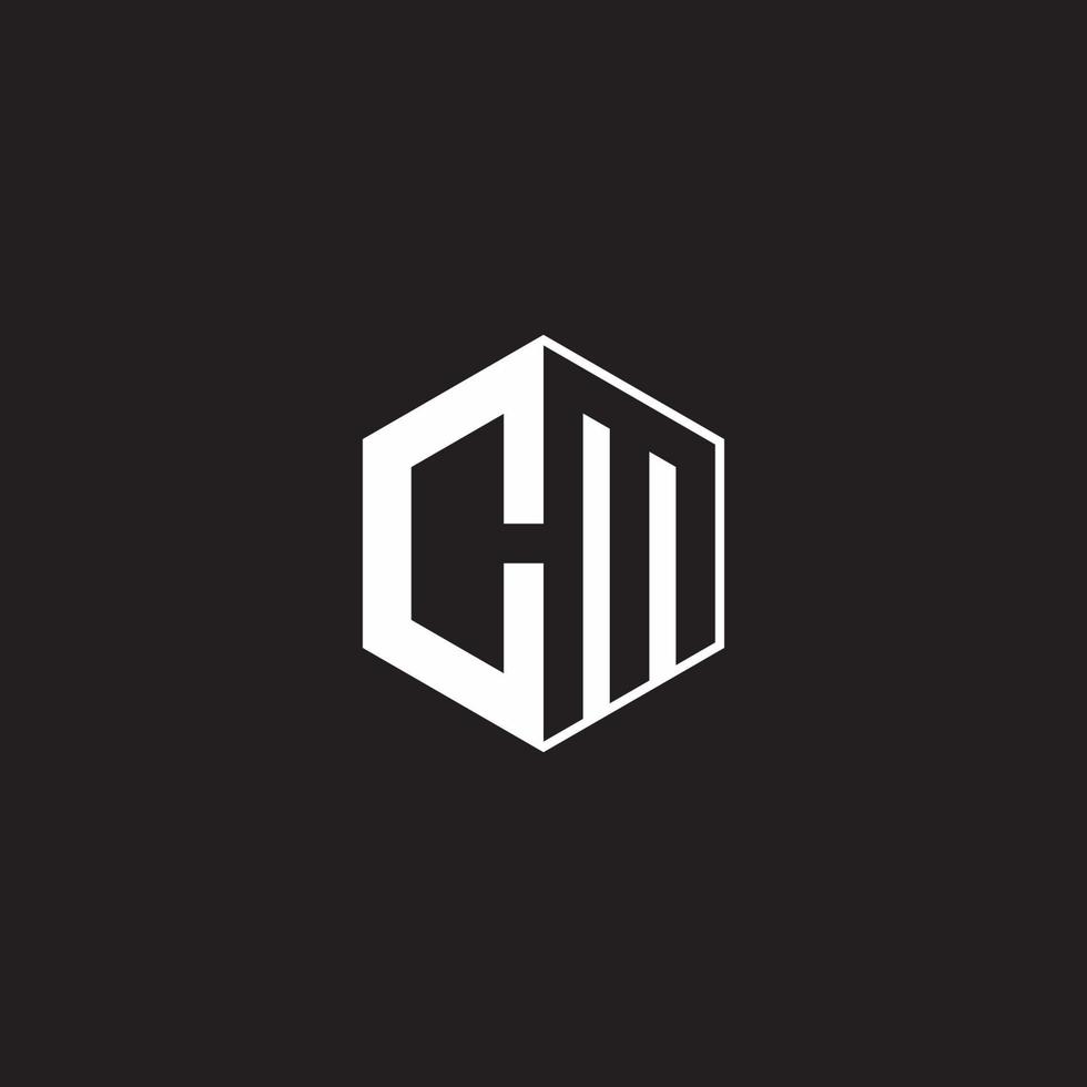 cm Logo Monogramm Hexagon mit schwarz Hintergrund Negativ Raum Stil vektor