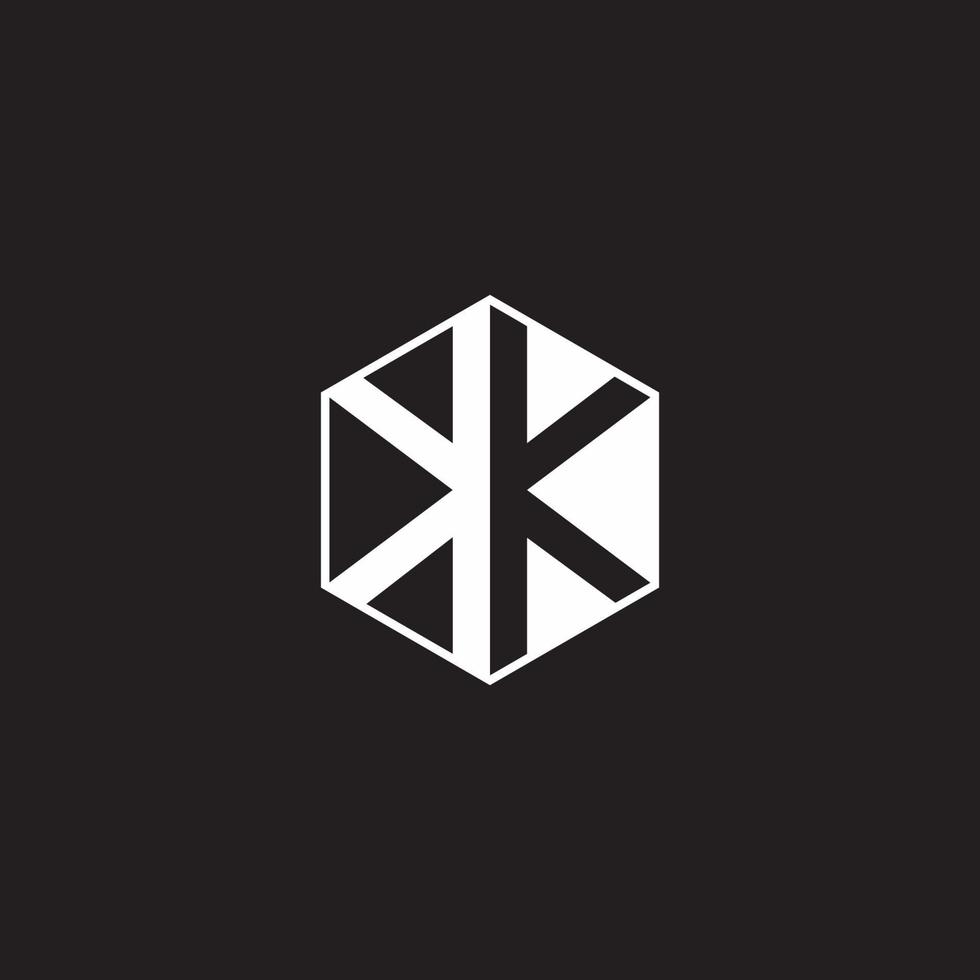 kk logotyp monogram sexhörning med svart bakgrund negativ Plats vektor