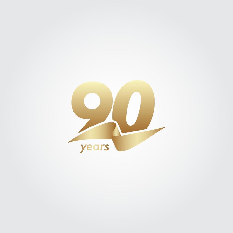 90 års årsdag firande guld band vektorillustration mall design vektor