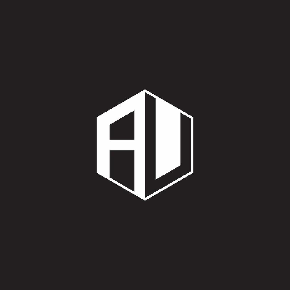 au Logo Monogramm Hexagon mit schwarz Hintergrund Negativ Raum Stil vektor