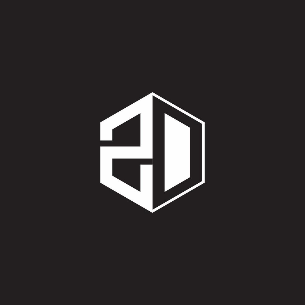 zd Logo Monogramm Hexagon mit schwarz Hintergrund Negativ Raum Stil vektor