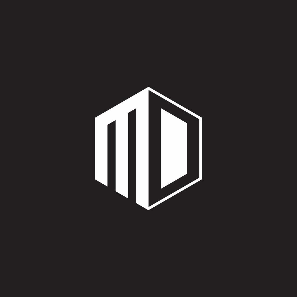 md Logo Monogramm Hexagon mit schwarz Hintergrund Negativ Raum Stil vektor