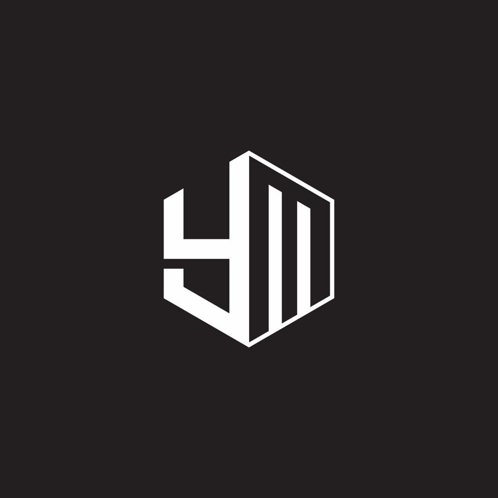 ym Logo Monogramm Hexagon mit schwarz Hintergrund Negativ Raum Stil vektor