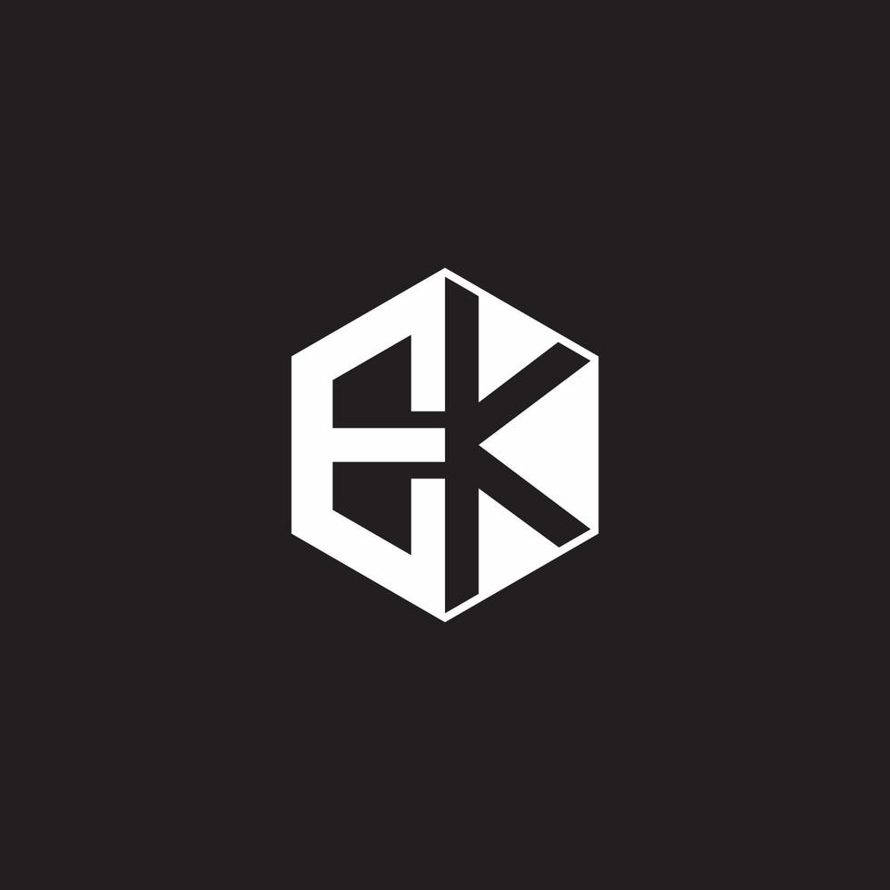 ek Logo Monogramm Hexagon mit schwarz Hintergrund Negativ Raum Stil vektor