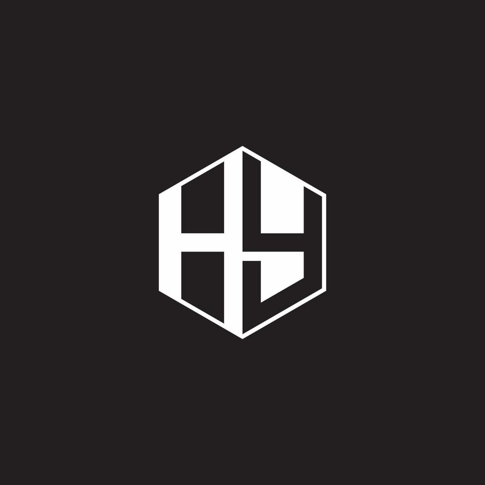 hy Logo Monogramm Hexagon mit schwarz Hintergrund Negativ Raum Stil vektor