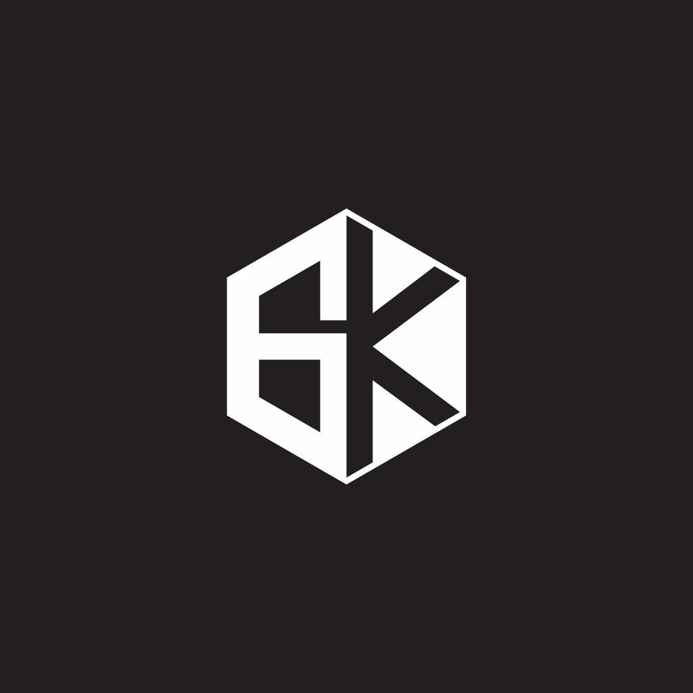 gk logotyp monogram sexhörning med svart bakgrund negativ Plats stil vektor