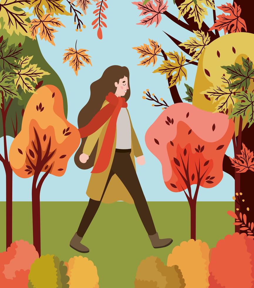 Frau im Park, Herbstszene vektor
