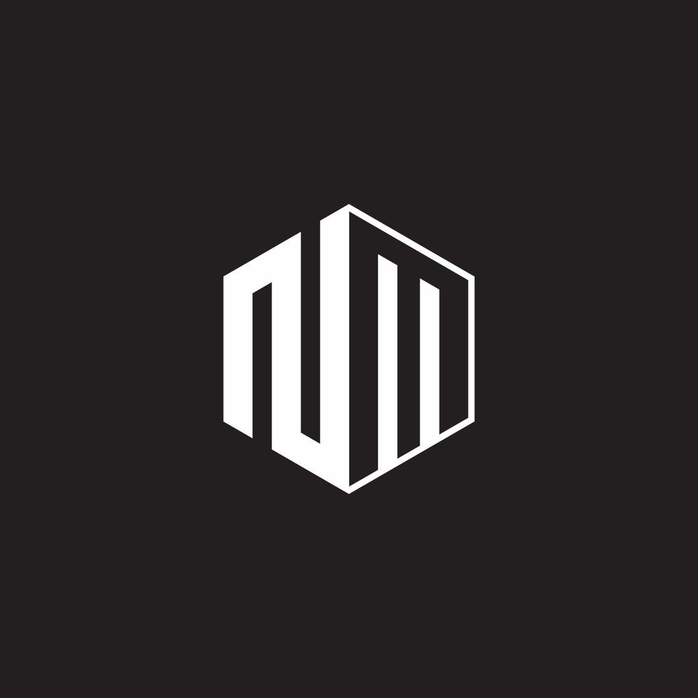 nm logotyp monogram sexhörning med svart bakgrund negativ Plats stil vektor
