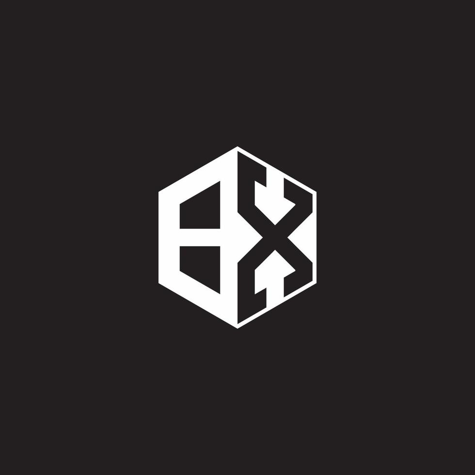 bx logotyp monogram sexhörning med svart bakgrund negativ Plats stil vektor