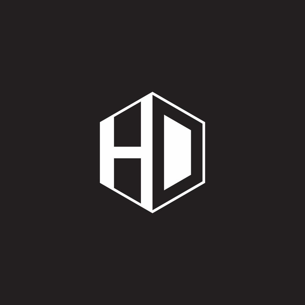 hd logotyp monogram sexhörning med svart bakgrund negativ Plats stil vektor