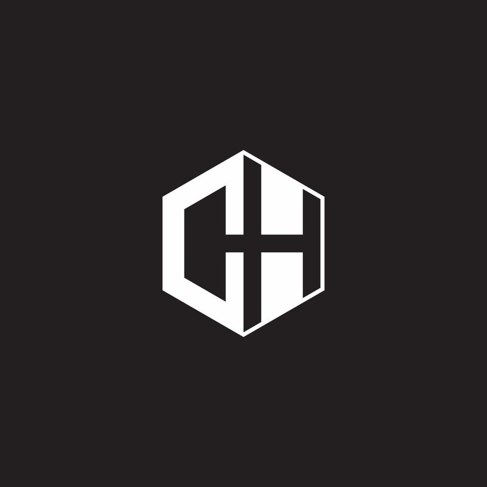 ch logotyp monogram sexhörning med svart bakgrund negativ Plats stil vektor