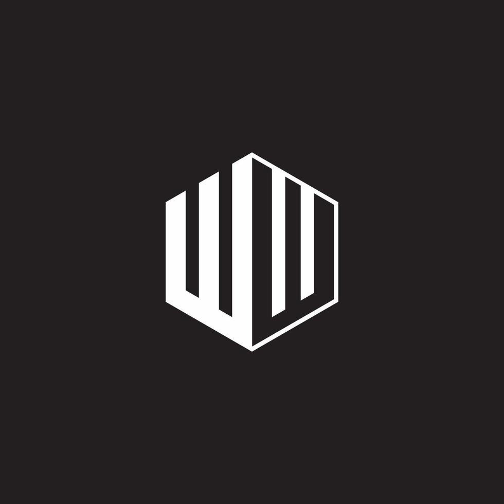 ww logotyp monogram sexhörning med svart bakgrund negativ Plats vektor