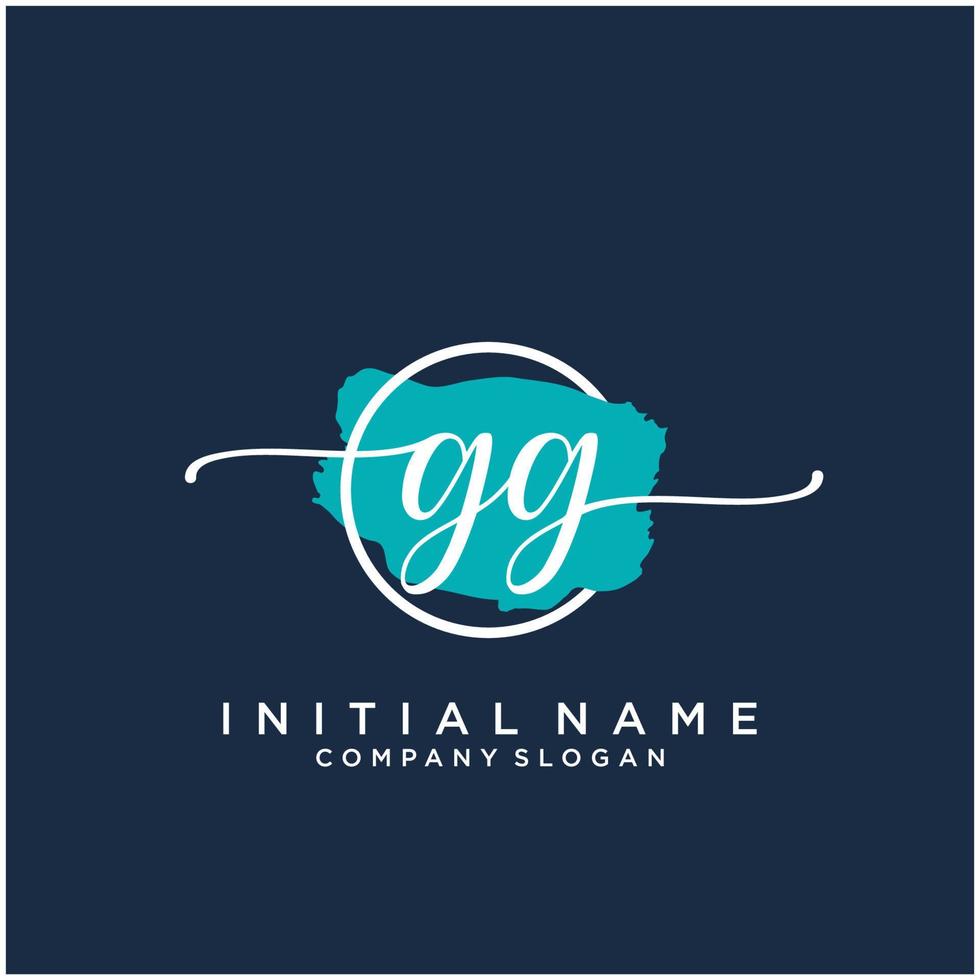 första gg feminin logotyp samlingar mall. handstil logotyp av första signatur, bröllop, mode, smycken, boutique, blommig och botanisk med kreativ mall för några företag eller företag. vektor
