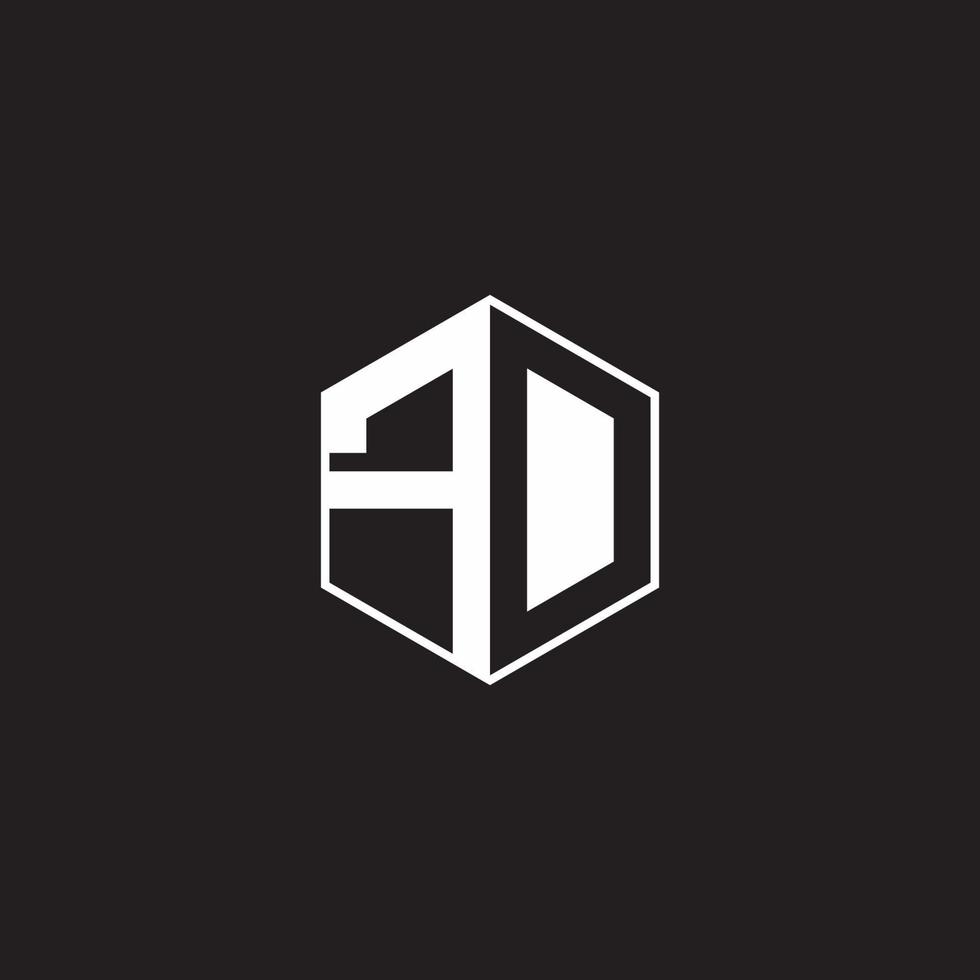 fd logotyp monogram sexhörning med svart bakgrund negativ Plats stil vektor