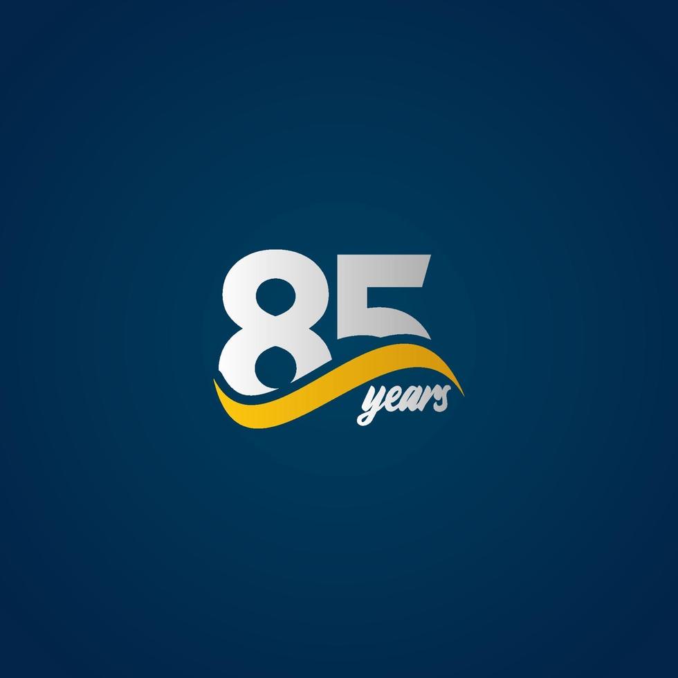 85 Jahre Jubiläumsfeier elegante weiße gelbe blaue Logo-Vektorschablonen-Designillustration vektor